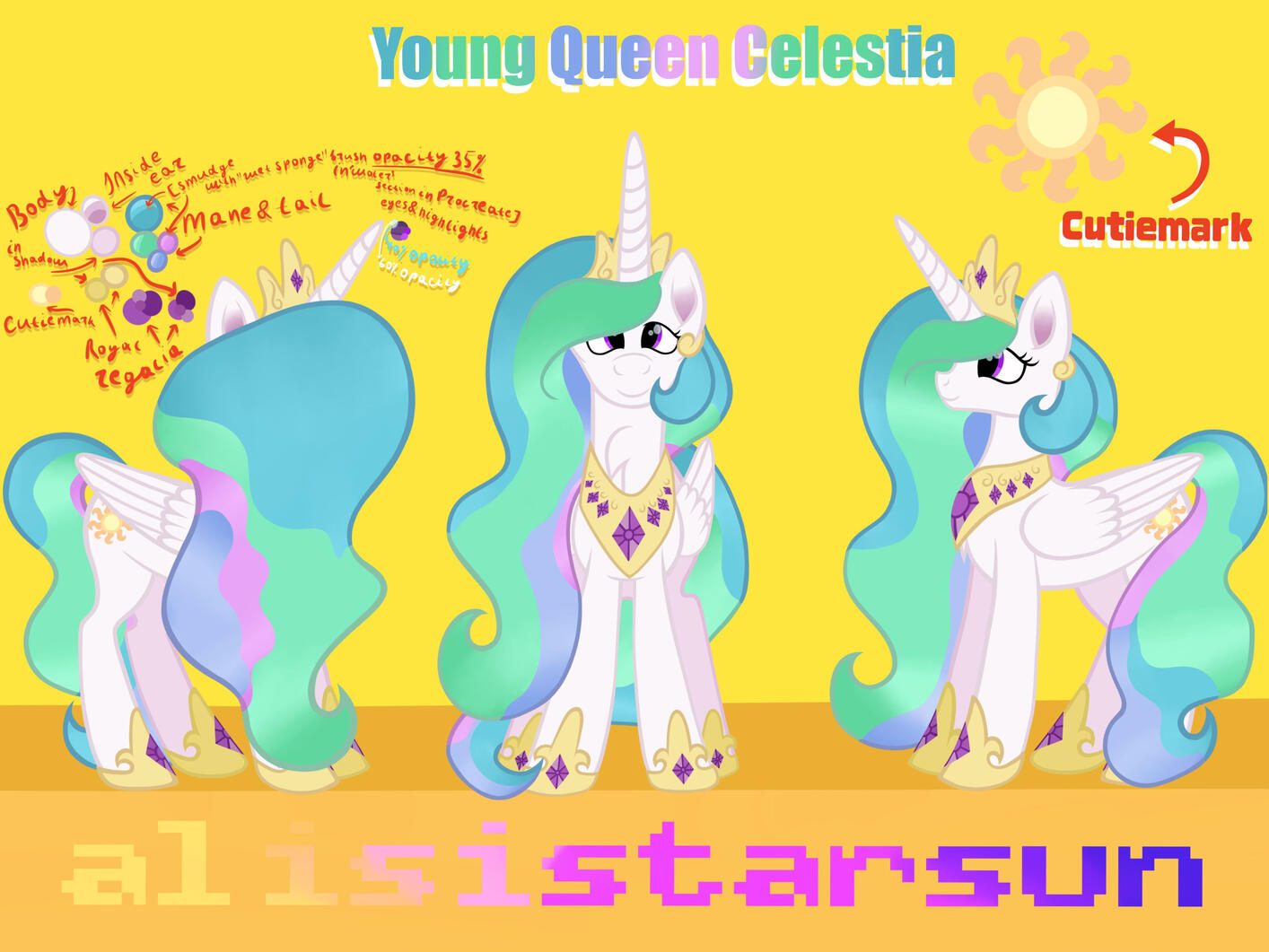 Young Queen Celestia RefSheet